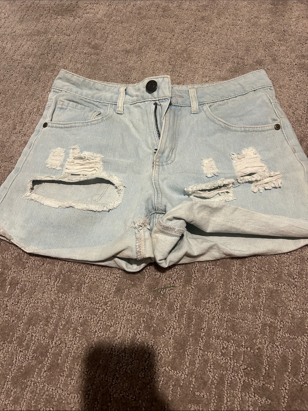 Forever 21 Light Blue Distressed Denim Shorts